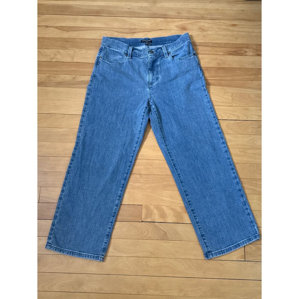 Eileen Fisher Petite Small Mid Rise Light Wash Wide Leg Jeans